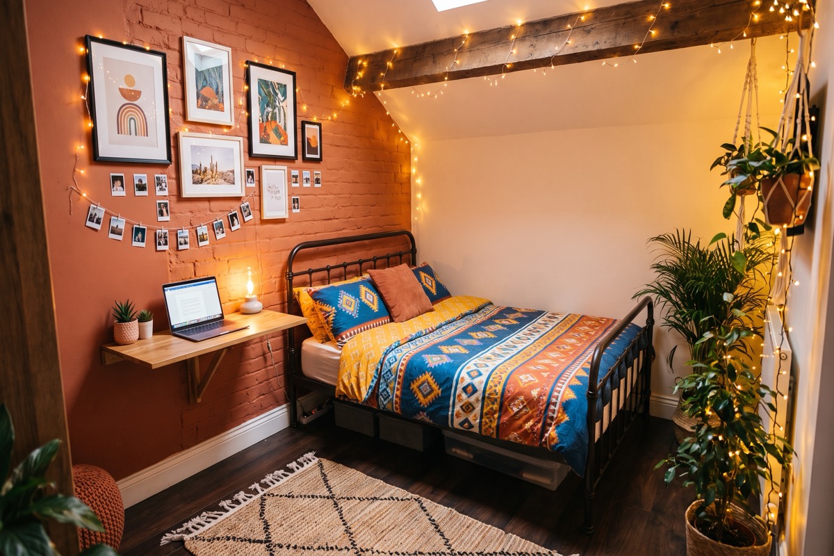 Dormitorio juvenil pequeño con cama nido, escritorio compacto y zona de estudio iluminada