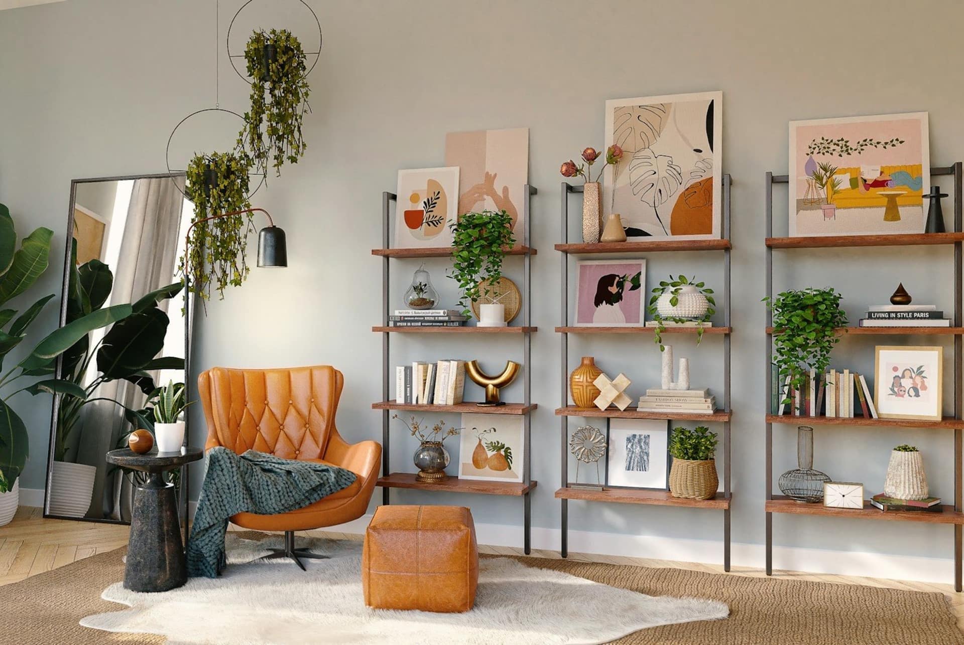 Interior cálido y armónico, con texturas naturales y tonos crema y terracota que invitan al descanso
